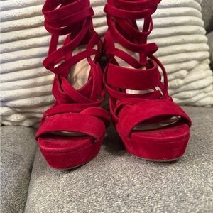 Charlotte Russe 5” Red Suede Stiletto Heels